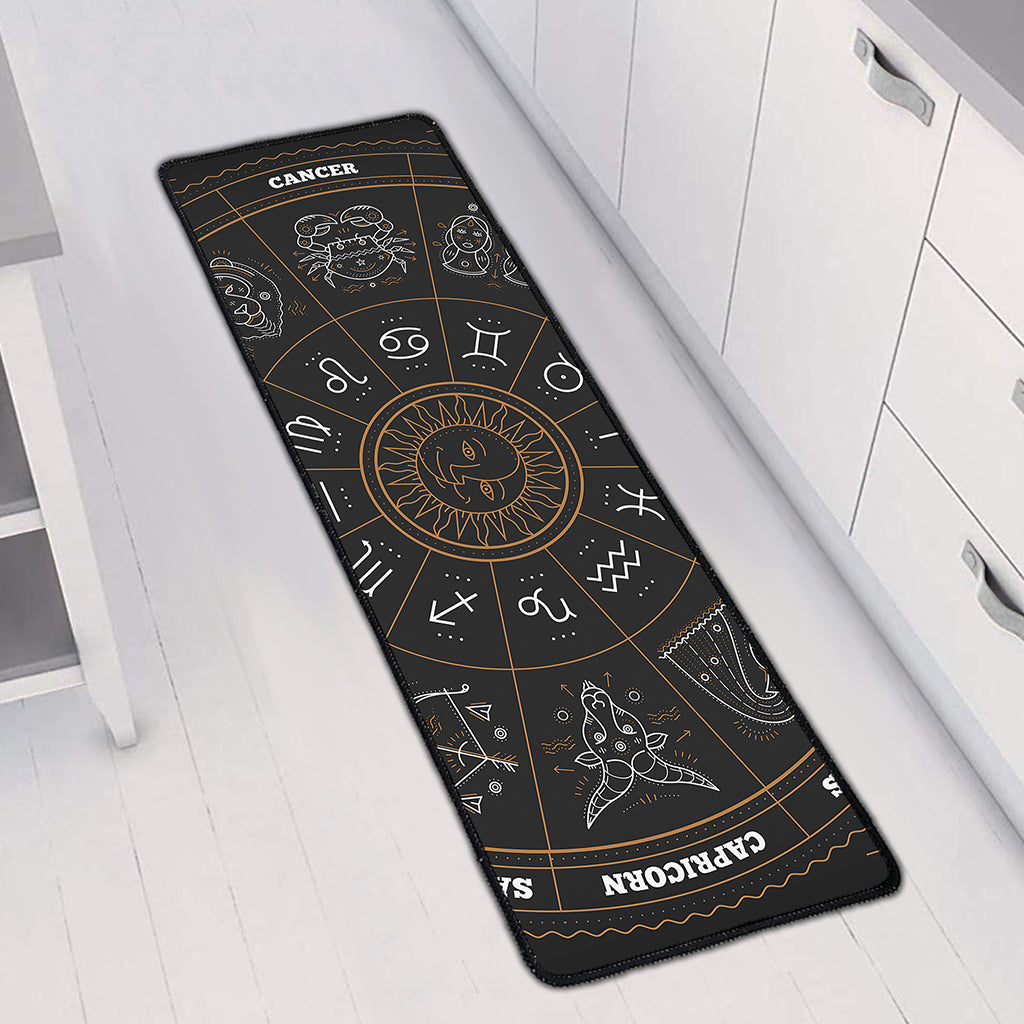 Vintage Zodiac Circle Print Long Kitchen Mat