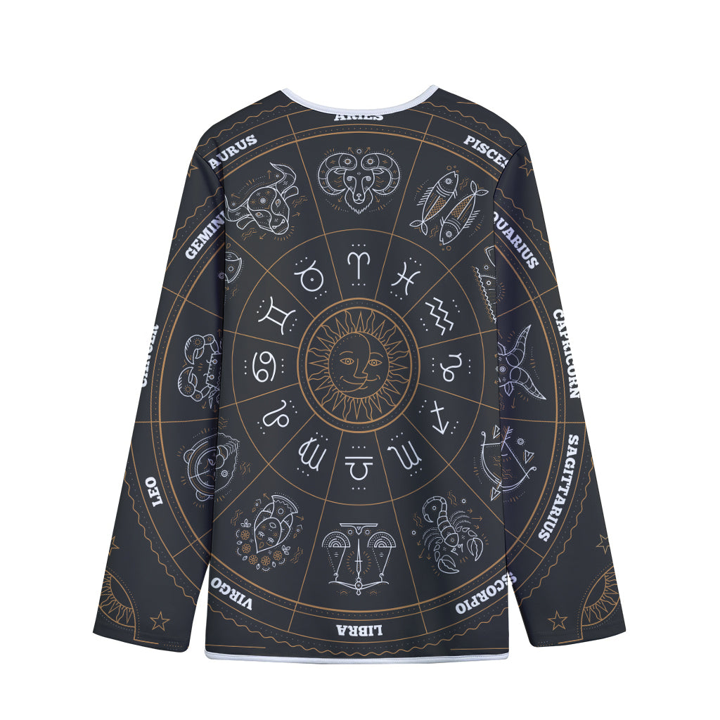 Vintage Zodiac Circle Print Long Sleeve Short Coat