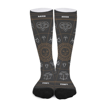 Vintage Zodiac Circle Print Long Socks