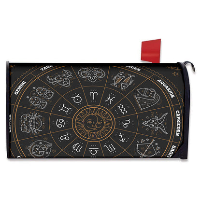 Vintage Zodiac Circle Print Mailbox Cover