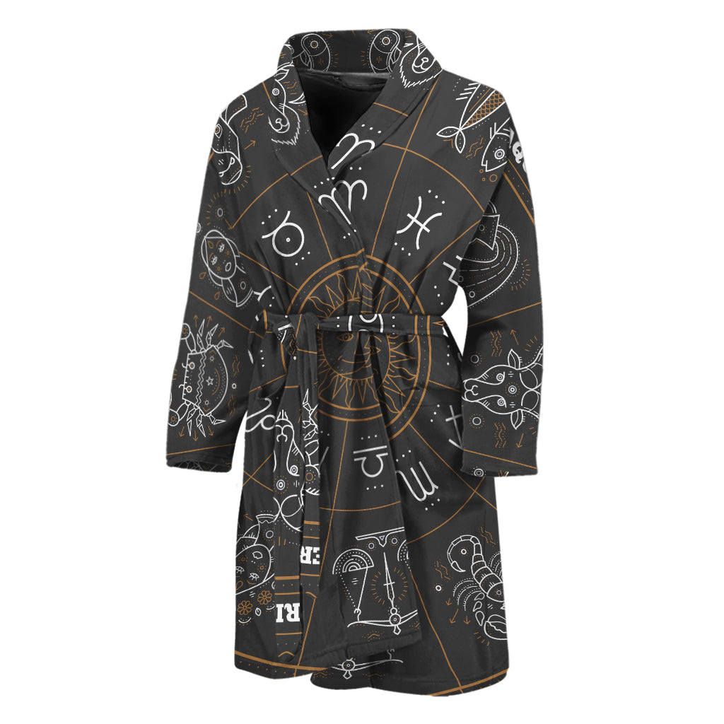 Vintage Zodiac Circle Print Men's Bathrobe