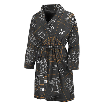 Vintage Zodiac Circle Print Men's Bathrobe