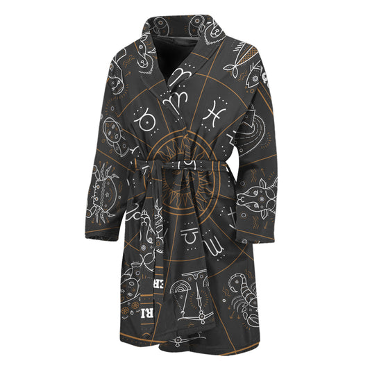 Vintage Zodiac Circle Print Men's Bathrobe
