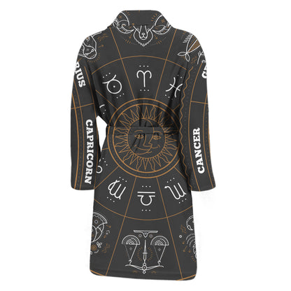 Vintage Zodiac Circle Print Men's Bathrobe