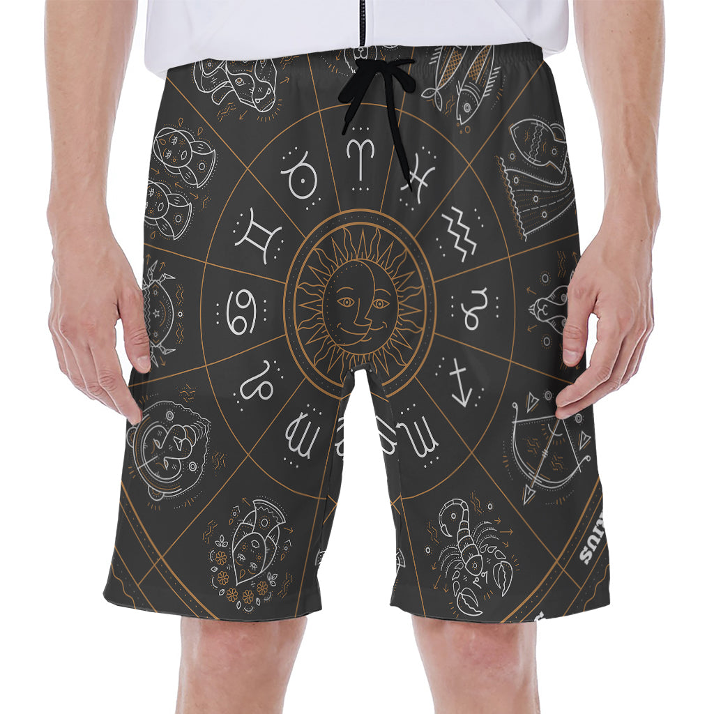 Vintage Zodiac Circle Print Men's Beach Shorts