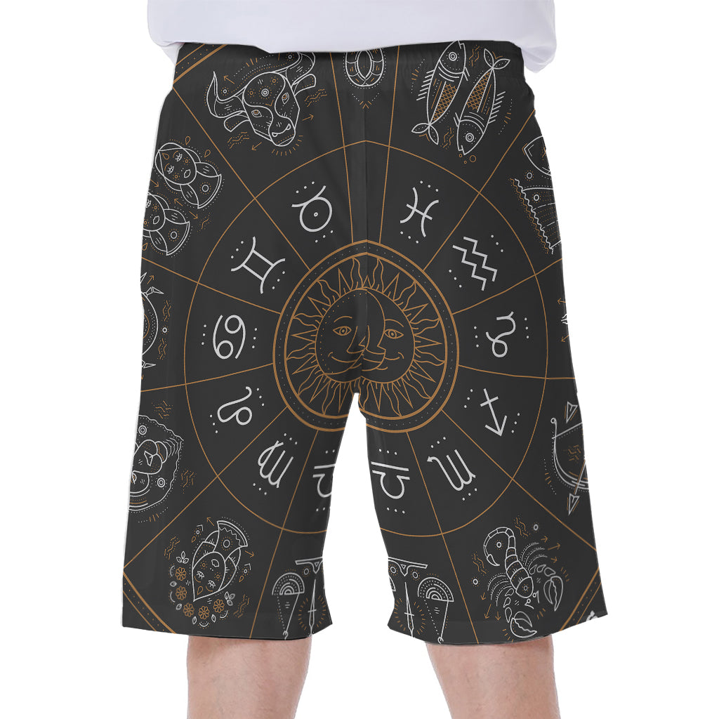 Vintage Zodiac Circle Print Men's Beach Shorts