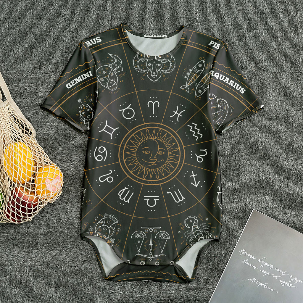 Vintage Zodiac Circle Print Men's Bodysuit