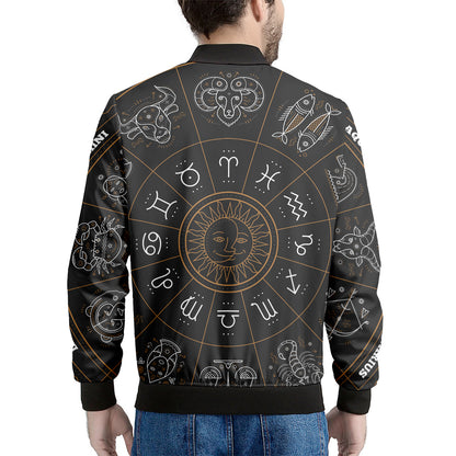 Vintage Zodiac Circle Print Men's Bomber Jacket