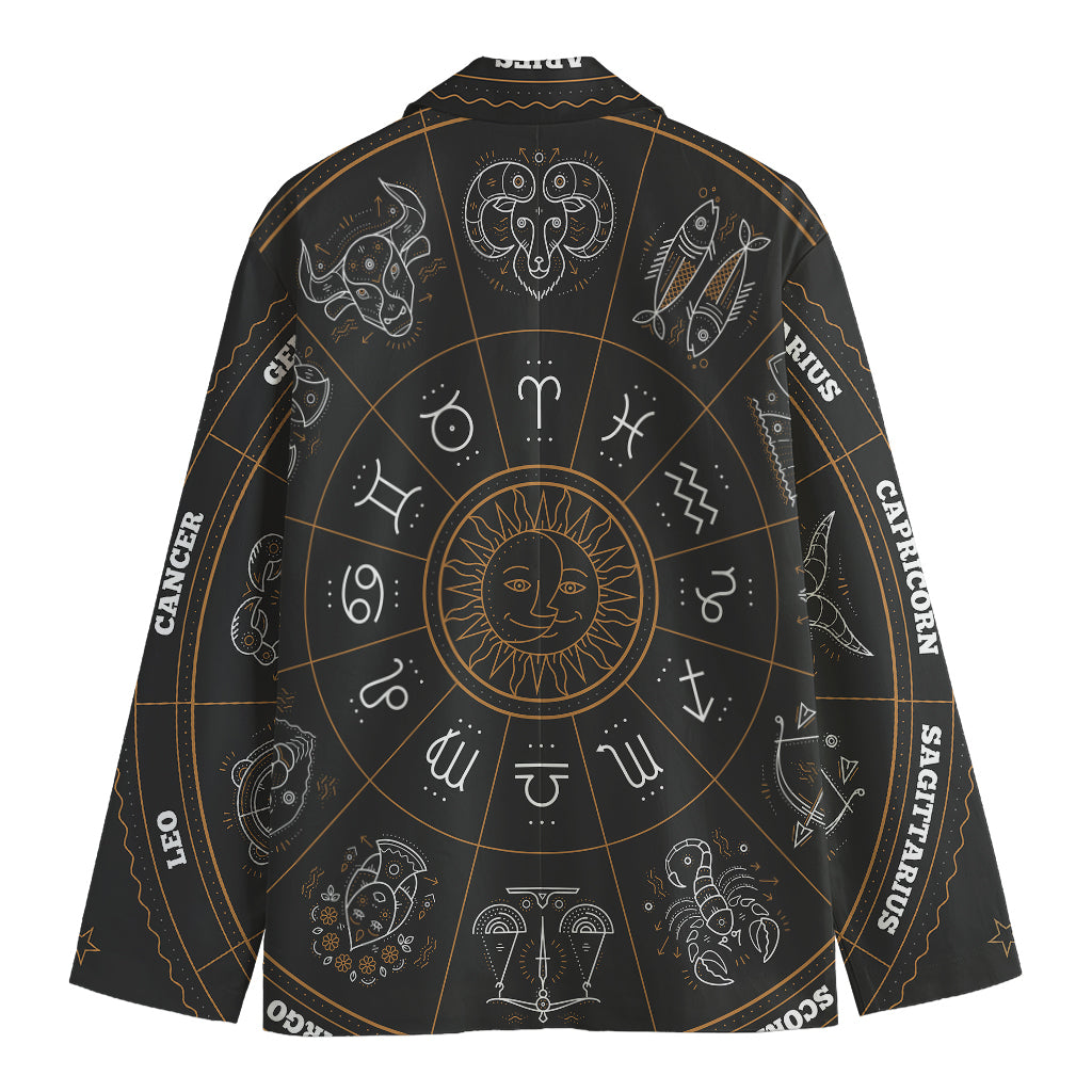 Vintage Zodiac Circle Print Men's Cotton Blazer