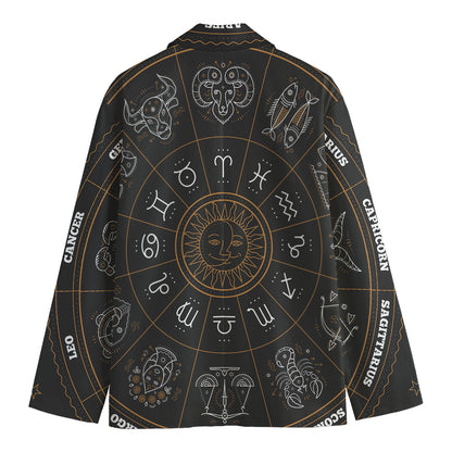 Vintage Zodiac Circle Print Men's Cotton Blazer