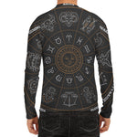 Vintage Zodiac Circle Print Men's Long Sleeve Rash Guard