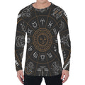 Vintage Zodiac Circle Print Men's Long Sleeve T-Shirt