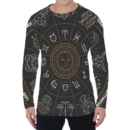 Vintage Zodiac Circle Print Men's Long Sleeve T-Shirt