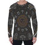 Vintage Zodiac Circle Print Men's Long Sleeve T-Shirt