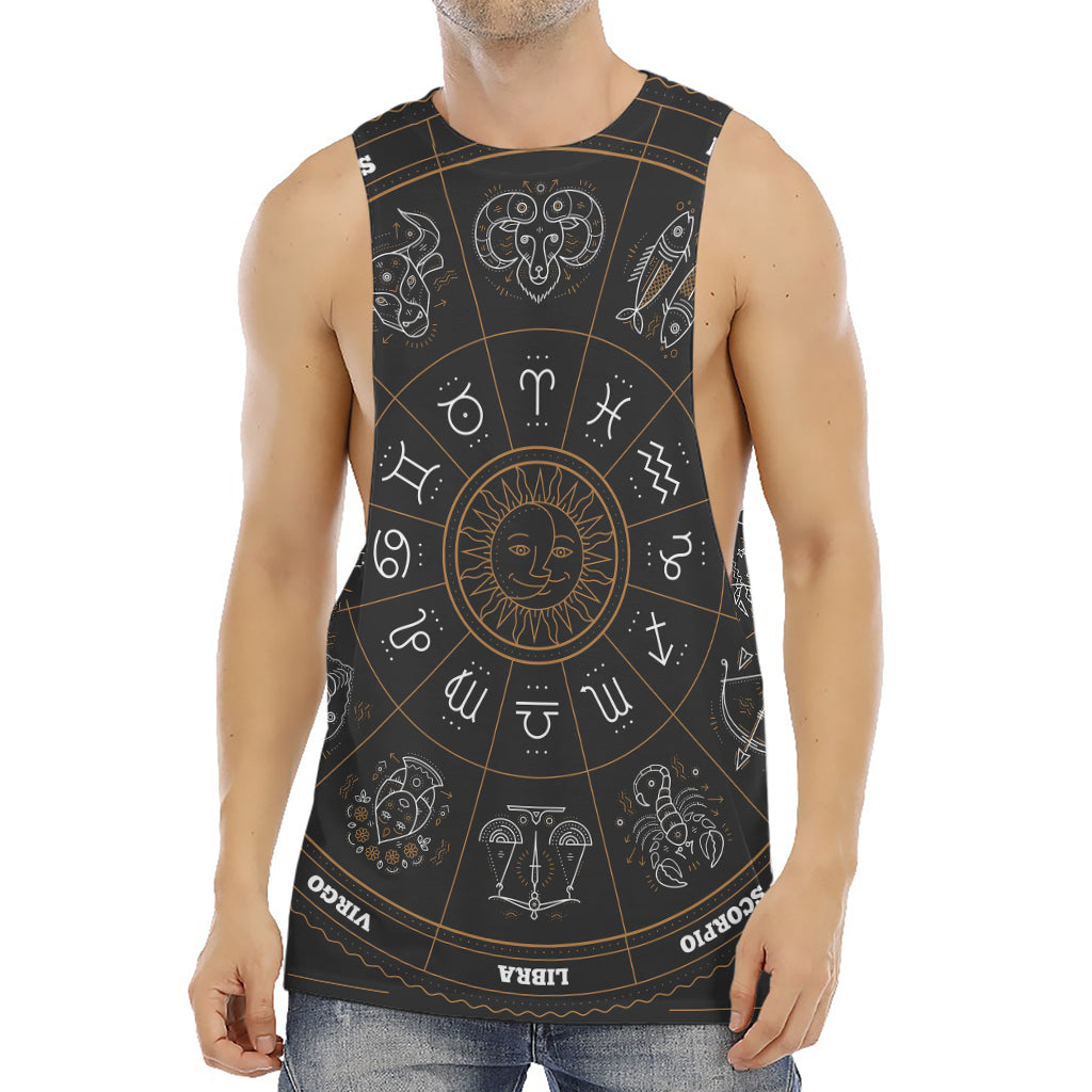 Vintage Zodiac Circle Print Men's Muscle Tank Top