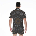 Vintage Zodiac Circle Print Men's Rompers