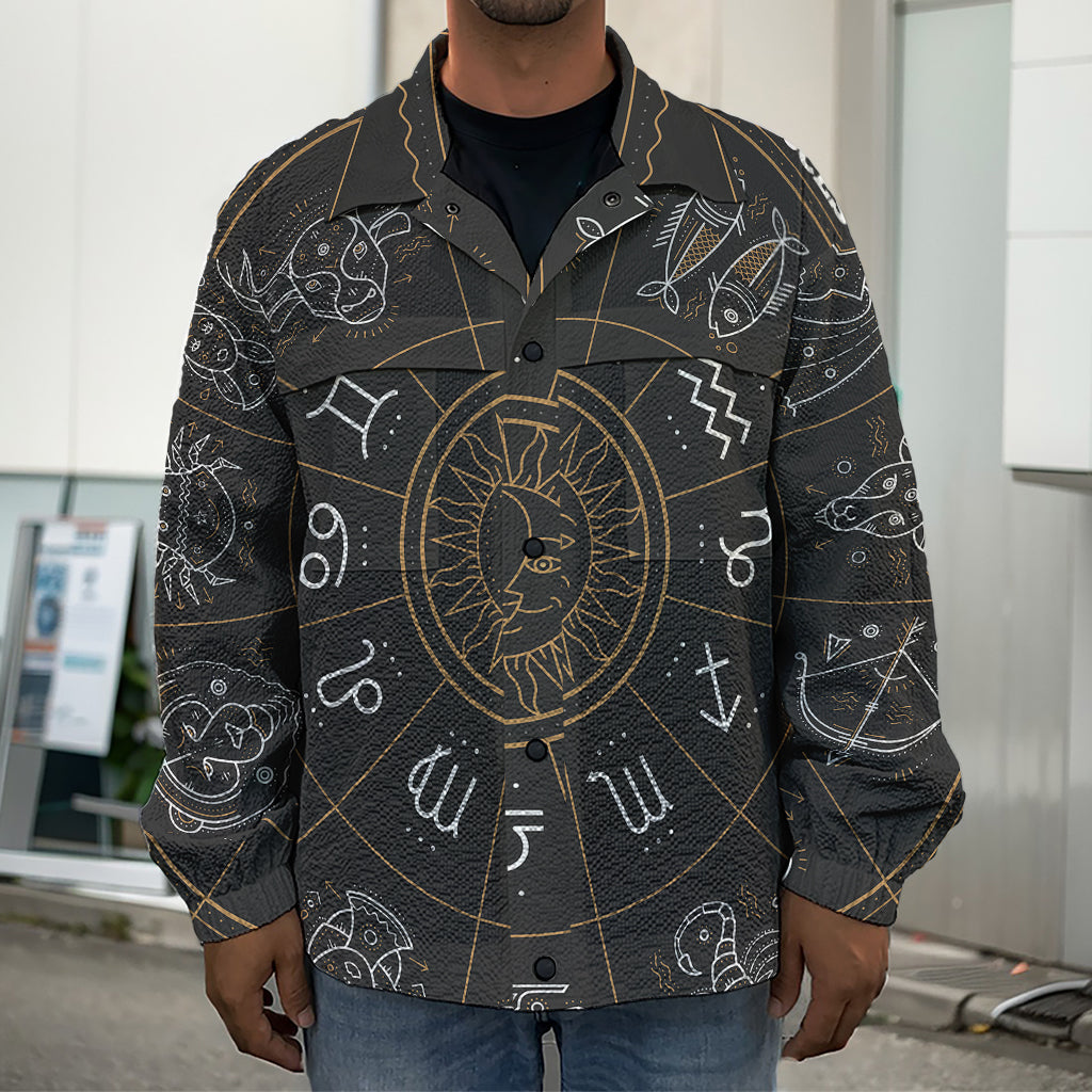Vintage Zodiac Circle Print Men's Shirt Jacket
