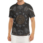 Vintage Zodiac Circle Print Men's Short Sleeve Rash Guard