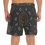 Vintage Zodiac Circle Print Men's Split Running Shorts