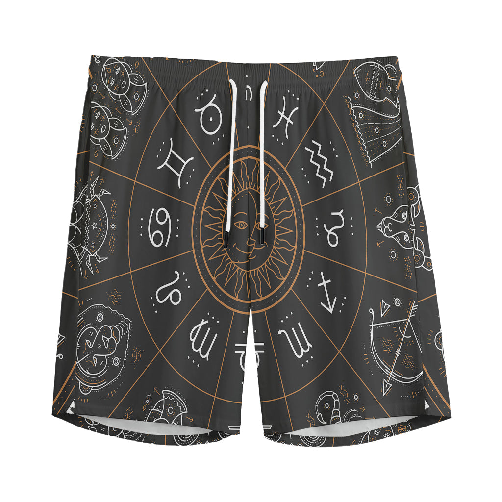Vintage Zodiac Circle Print Men's Sports Shorts