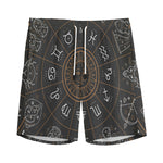 Vintage Zodiac Circle Print Men's Sports Shorts