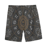 Vintage Zodiac Circle Print Men's Sports Shorts
