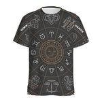 Vintage Zodiac Circle Print Men's Sports T-Shirt