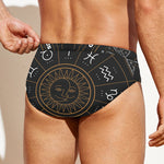 Vintage Zodiac Circle Print Men's Swim Briefs