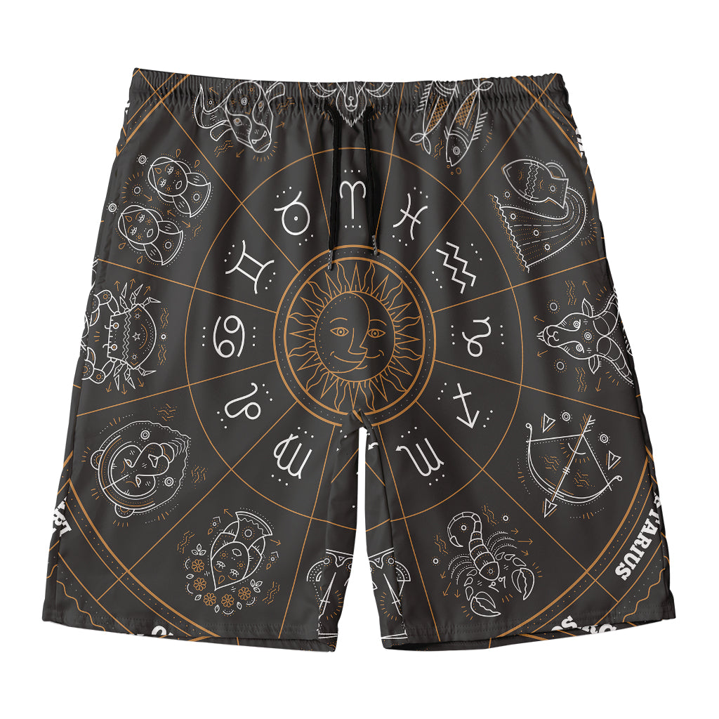 Vintage Zodiac Circle Print Men's Swim Trunks