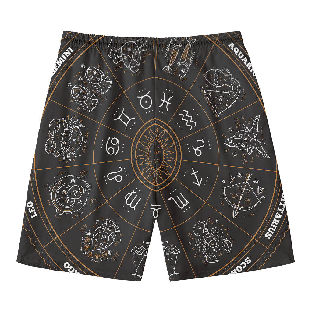 Vintage Zodiac Circle Print Men's Swim Trunks