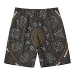 Vintage Zodiac Circle Print Men's Swim Trunks