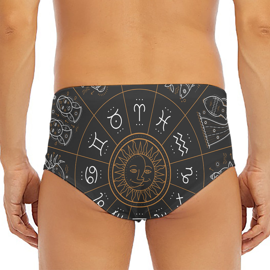 Vintage Zodiac Circle Print Men's Triangle Swim Briefs