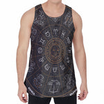 Vintage Zodiac Circle Print Men's Velvet Tank Top