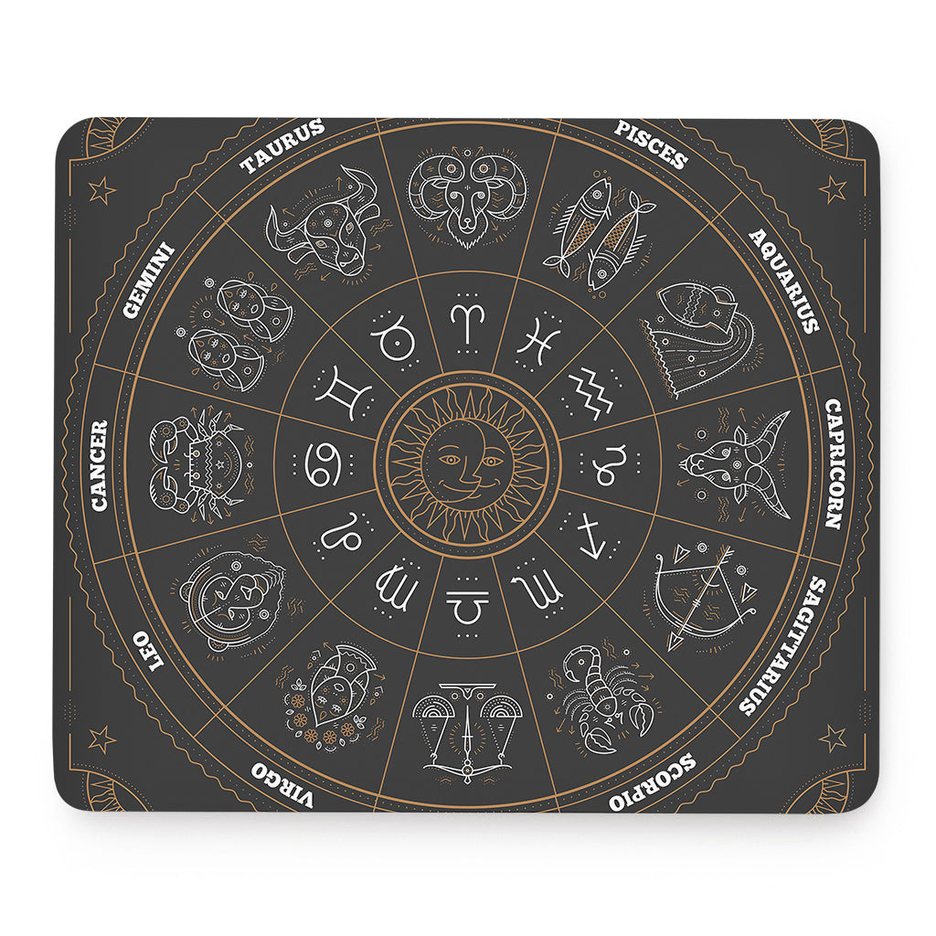 Vintage Zodiac Circle Print Mouse Pad