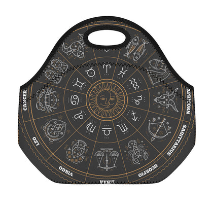Vintage Zodiac Circle Print Neoprene Lunch Bag