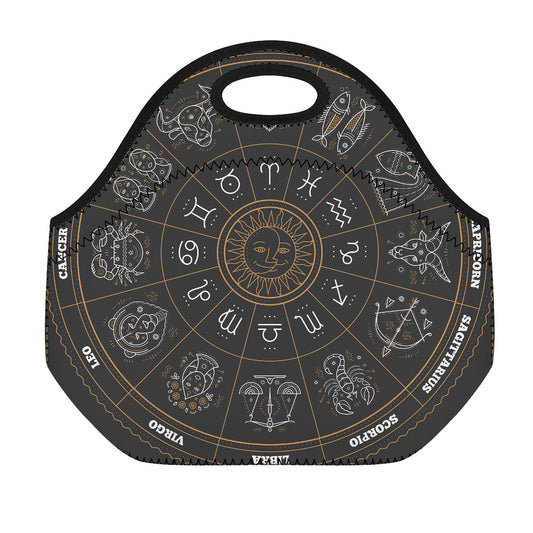 Vintage Zodiac Circle Print Neoprene Lunch Bag