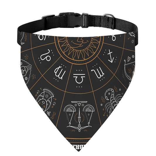 Vintage Zodiac Circle Print Over The Collar Dog Bandana
