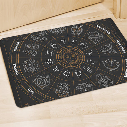 Vintage Zodiac Circle Print Polyester Doormat