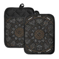 Vintage Zodiac Circle Print Pot Holders With Pocket