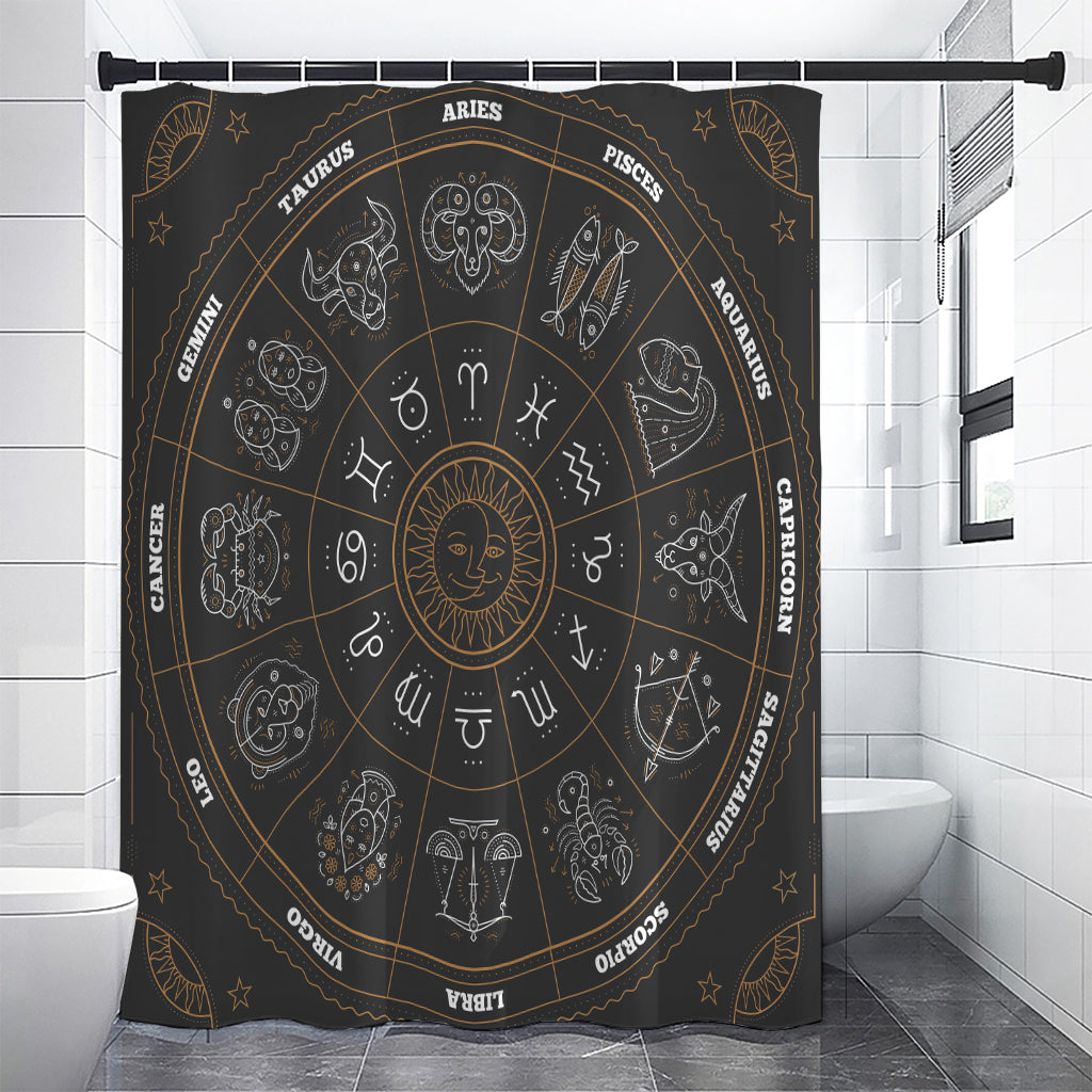 Vintage Zodiac Circle Print Premium Shower Curtain