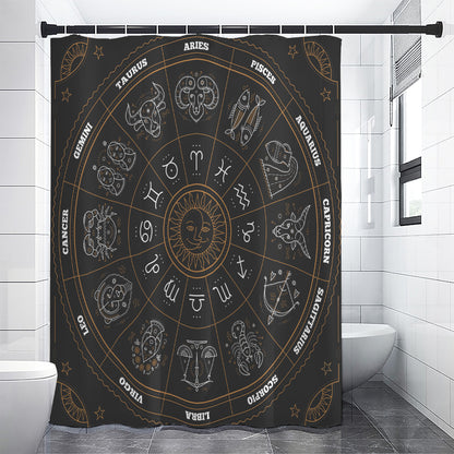 Vintage Zodiac Circle Print Premium Shower Curtain