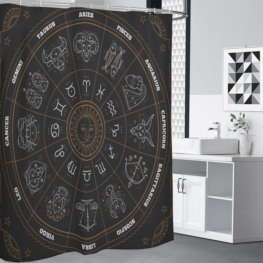 Vintage Zodiac Circle Print Premium Shower Curtain