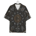 Vintage Zodiac Circle Print Rayon Hawaiian Shirt