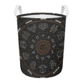 Vintage Zodiac Circle Print Round Laundry Basket