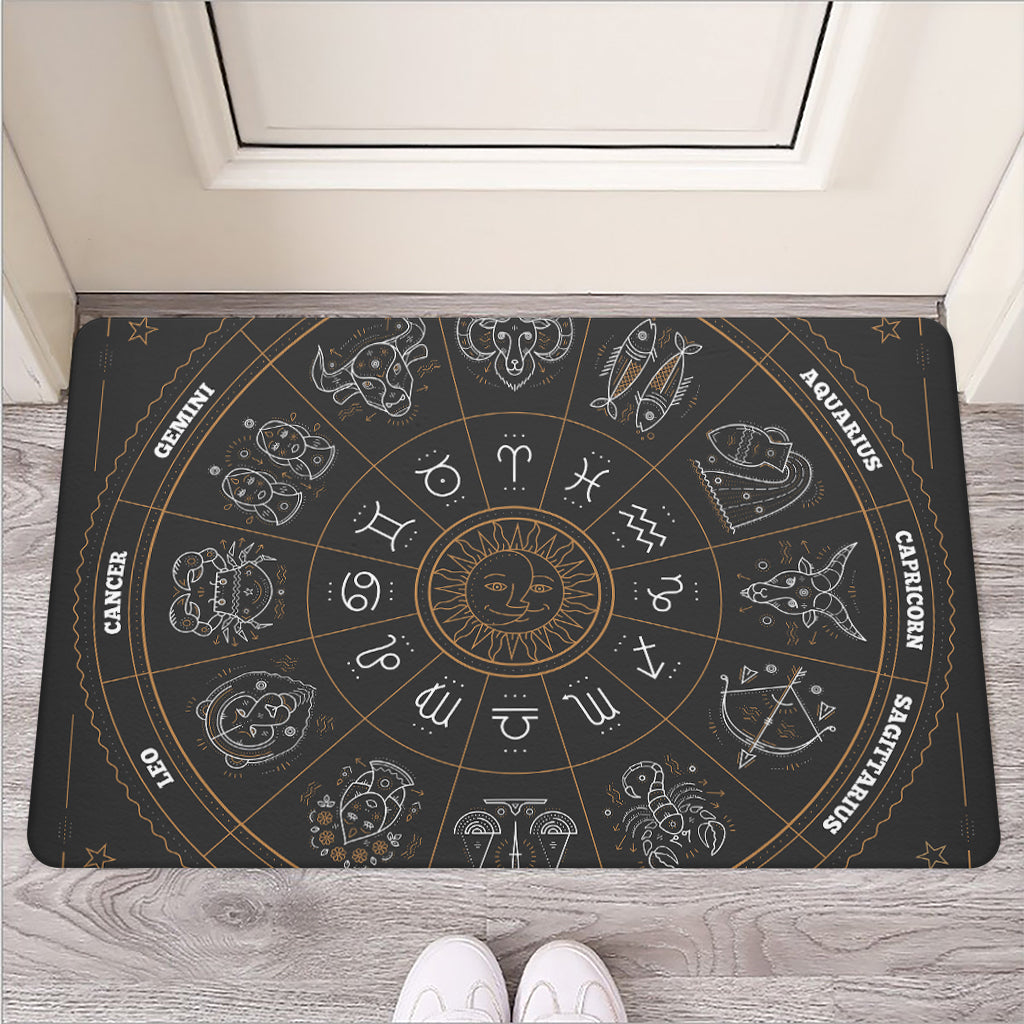 Vintage Zodiac Circle Print Rubber Doormat
