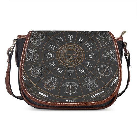 Vintage Zodiac Circle Print Saddle Bag
