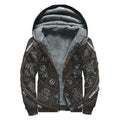 Vintage Zodiac Circle Print Sherpa Lined Zip Up Hoodie