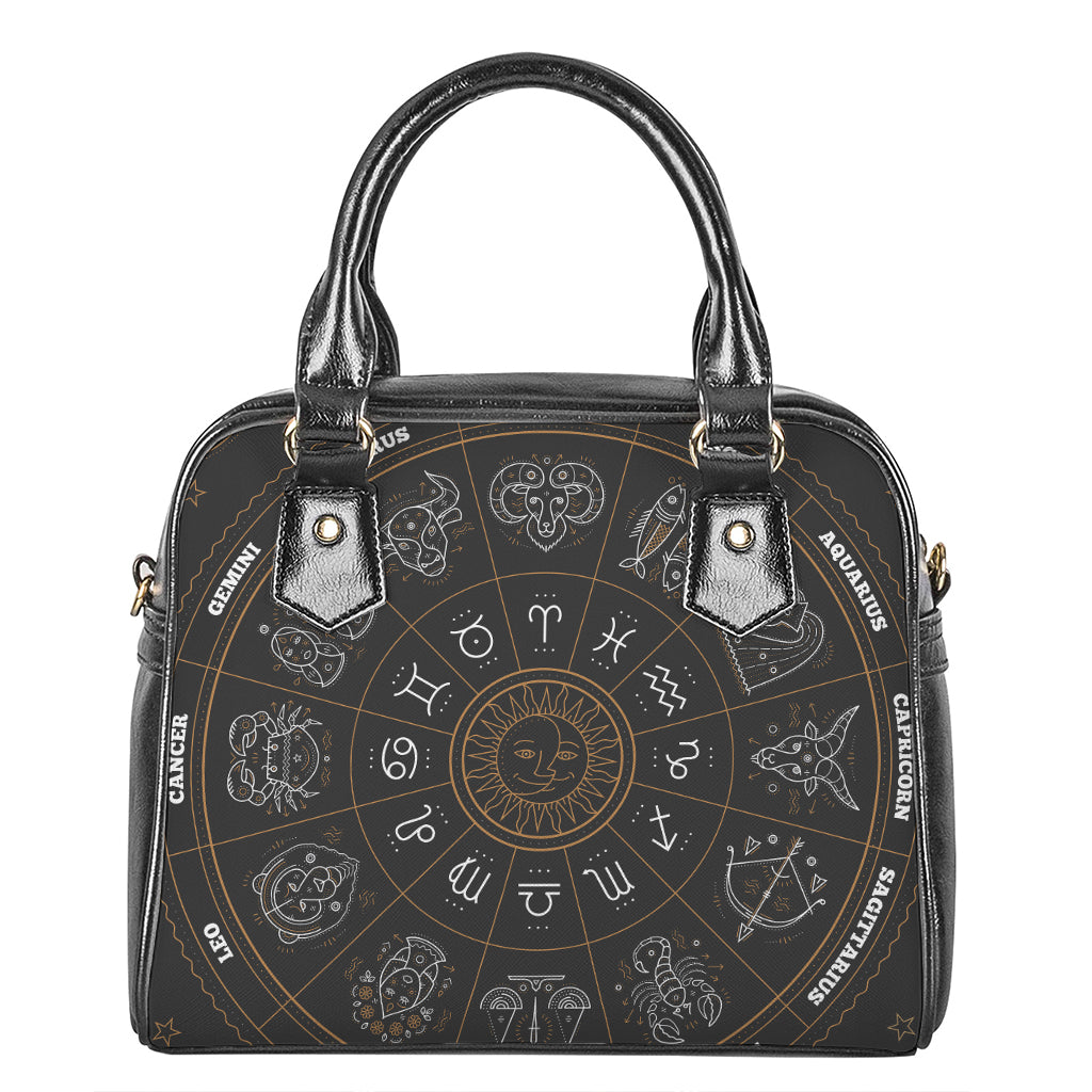 Vintage Zodiac Circle Print Shoulder Handbag
