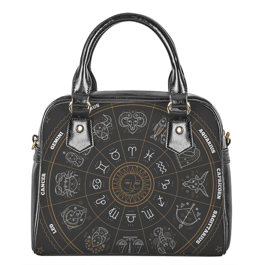 Vintage Zodiac Circle Print Shoulder Handbag