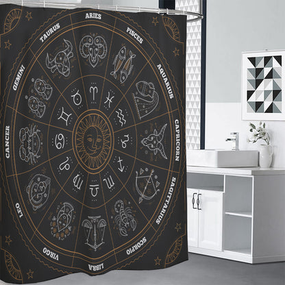 Vintage Zodiac Circle Print Shower Curtain